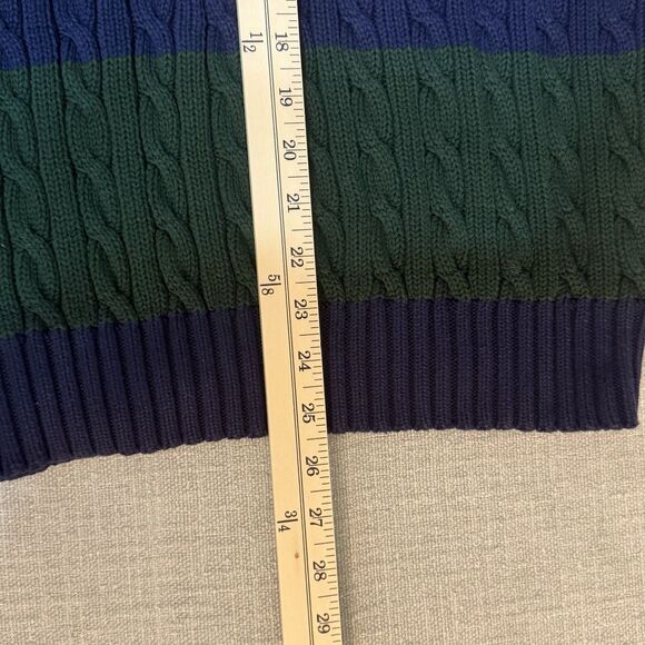 Polo Ralph Lauren Sweater Mens Large Blue Green Cable Knit Crewneck 90's Y2k - Picture 7 of 8